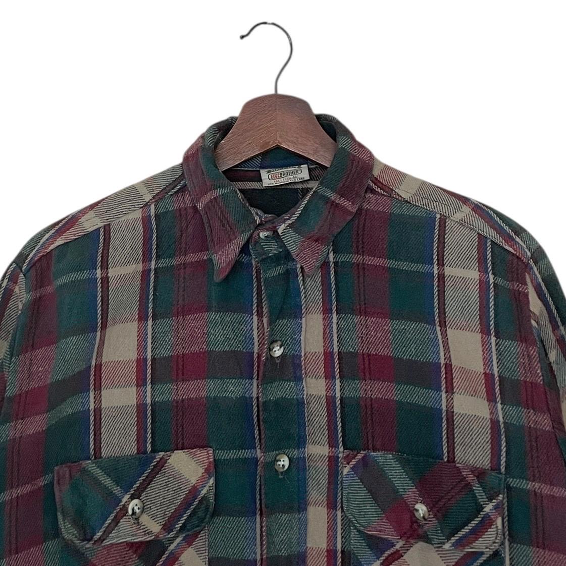 Rare Design Vintage Brand Five Brother Checkered Shirt 1980s