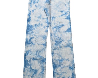 Acid Wash Jeans - Semantic Design Bleach Denim Pants - Size 34x33