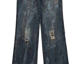 Rzadki projekt Vintage Brand Zenstyle Lab Waxed Jeans z lat 90.