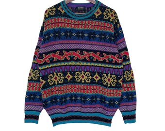 1990s YOSHIYUKI KONISHI Artwork Hand Knit Bold Knitwear Multicolor