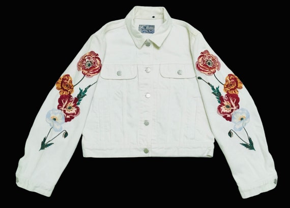 Floral Denim Jacket in White - Kenzo