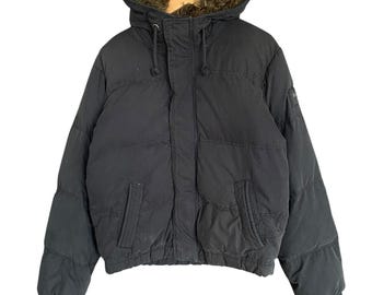 Rare Design Vintage Brand Abercrombie Fitch Fur Puffer Jacket 1990s