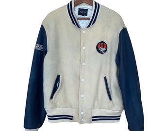 Rare vintage université en cuir de marque Von Dutch des années 1990