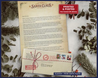 Letter from Santa and Envelope, Personalised About Your Child, Printed and Posted, Free Tracked UK Delivery