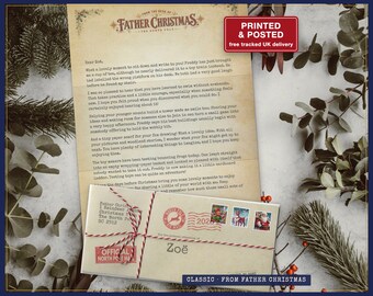 Letter from Father Christmas and Envelope, Personalised About Your Child, Printed and Posted, Free Tracked Delivery
