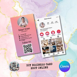 Unique Instagram Themed Digital Business Card on Canva - Fully Editable Perfect for Entrepreneurs and Creatives