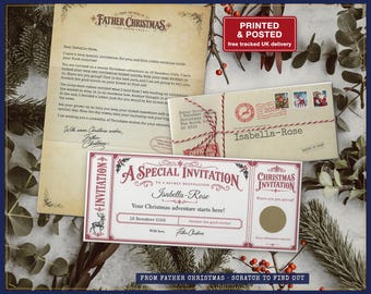 Lapland Reveal Invitation from Father Christmas, Personalised Scratch Ticket and Letter, Secret Christmas Trip