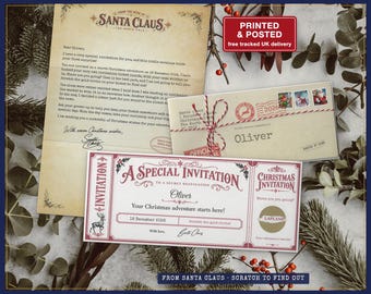 Lapland Reveal Invitation from Santa, Personalised Scratch to Reveal Ticket and Letter, Secret Christmas Trip