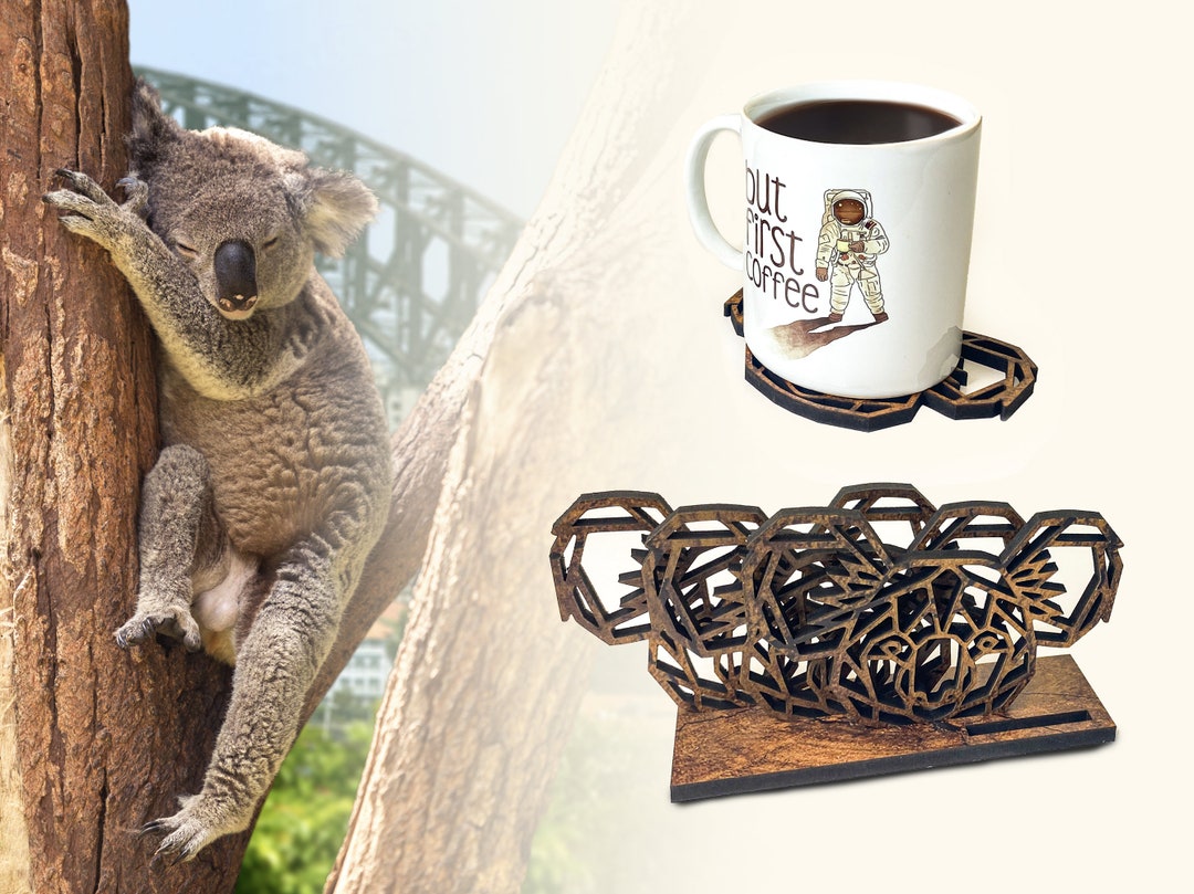 Koala Coaster Coffee Coaster Kitchen Gift Koala Laser Cut Etsy