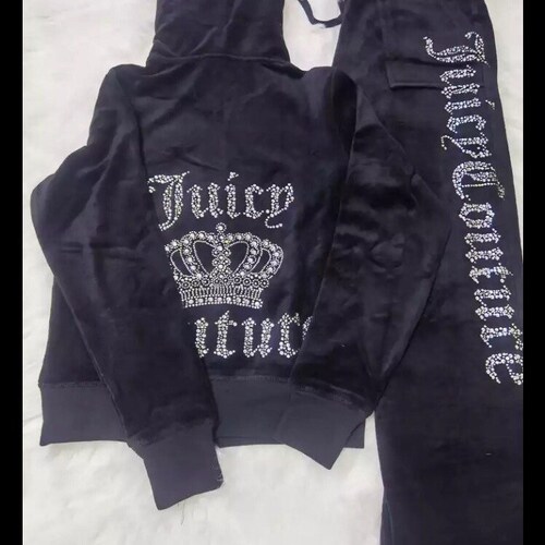 Women 2000s Juicy Velvet Two Piece Strass Tracksuit Set Y2k Etsy