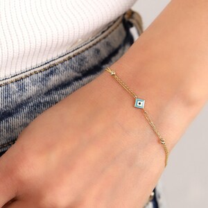 Evil Eye Bracelet in 14k Solid Gold