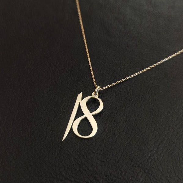 14k Solid Gold Alif and Infinity Necklace, Aleph and Eternity Necklace, Gold Infinity Necklace, Arabic Letter Necklace, Valentine's Day Gift