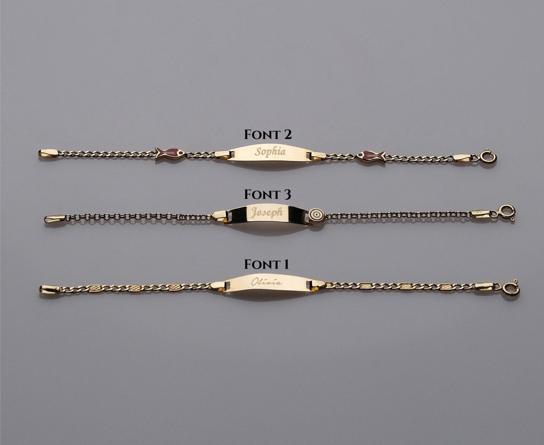 14k Solid Gold Baby Name Bracelet, Real Gold Custom Baby Bracelet, Baby