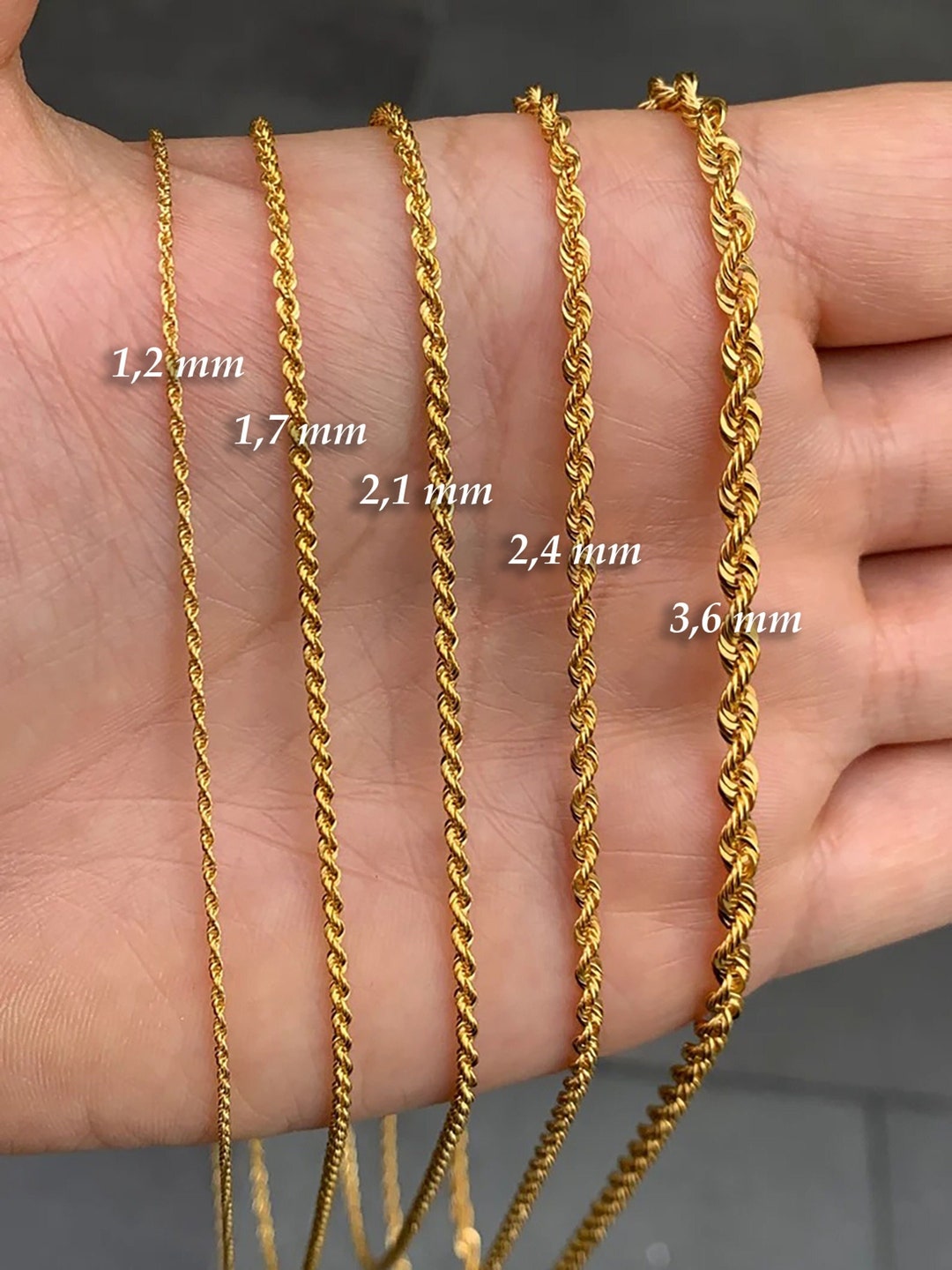 Rope Chain in 14k Solid Gold, Twisted Gold Chain, Thin Chain Necklace