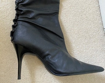 Black Leather Roberto Vianni Boots 80's