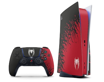 Diseño de PS5 inspirado en SpiderMan 2, funda para controlador y consola delgada de PS5 de edición limitada de Spider-Man, cubierta de vinilo 3M de Miles Morales para PlayStation 5