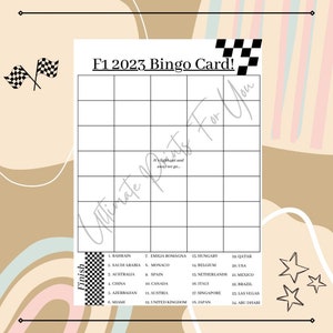 F1 2023 Season Bingo Card – Jogo divertido para jogar com seus amigos e familiares durante toda a temporada!