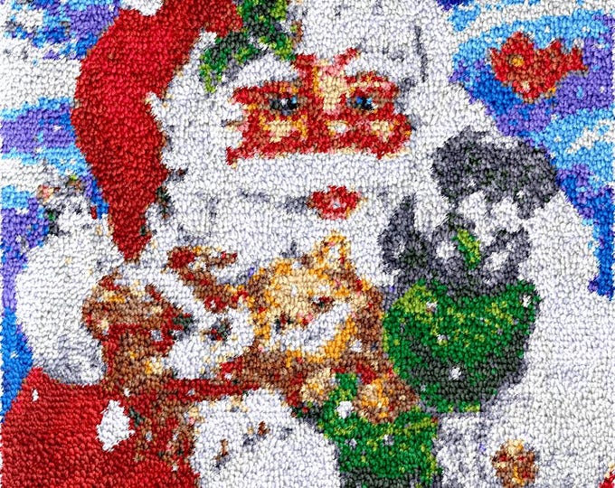 Rug Making Latch Hooking Kit | Two Snow Wolves