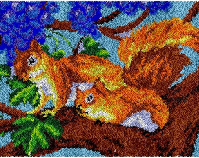 Rug Making Latch Hooking Pattern Only | Squirrels (85 x 58 cm)