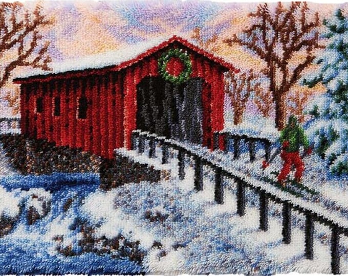 Rug Making Latch Hooking Kit | Covered Bridge Winter