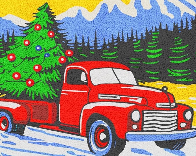 Rug Making Latch Hooking Kit | Truck Carrying Christmas Tree