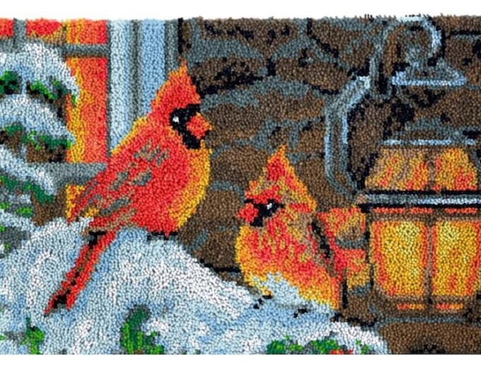 Rug Making Latch Hooking Kit | Winter Cardinals (52 x 38 cm)