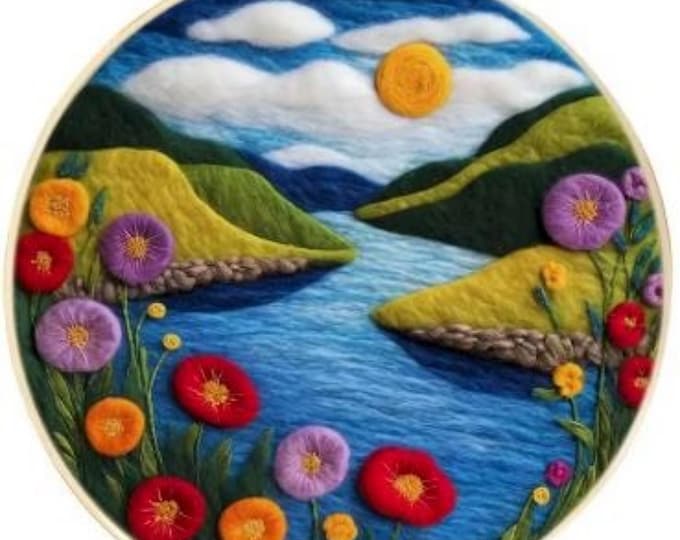 Needle Wool Felting Kit for Beginners | River Valley (20 cm with Frame)