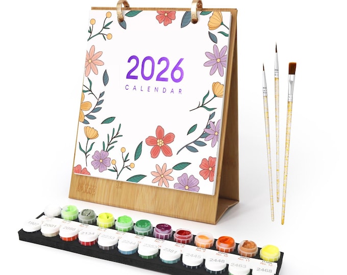 2026 Paint by Number Calendar - Flowers