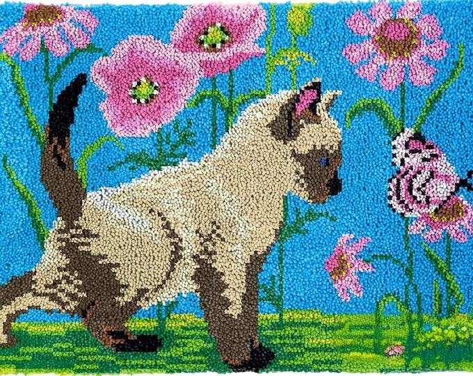 Rug Making Latch Hooking Kit | Cat and Butterfly