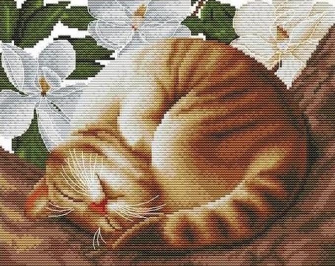 Cross Stitching Pattern PDF | Lazy Cat