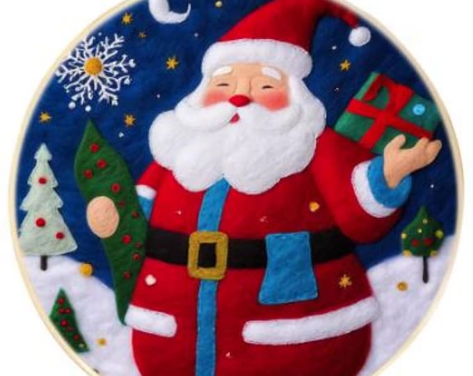 Needle Wool Felting Kit for Beginners | Santa with Presents (20 cm with Frame)