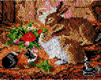 Rug Making Latch Hooking Kit | 2 rabbits