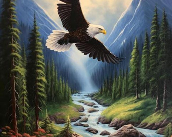 Cross Stitch Needlework Embroidery Kits | Eagle Landscape (printed canvas)