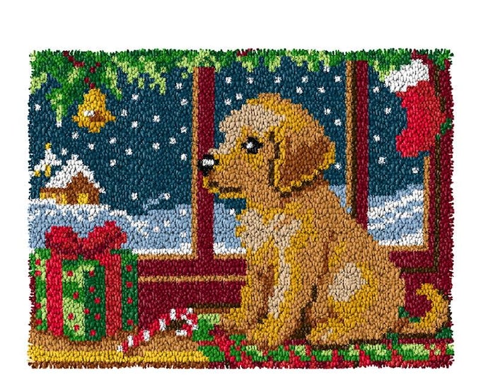 Rug Making Latch Hooking Kit | Christmas Puppy (52 x 38 cm)