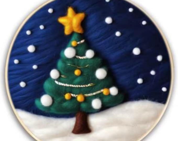 Needle Wool Felting Kit for Beginners | Christmas Tree (20cm with Frame)