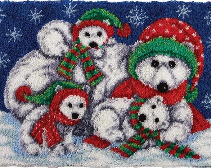 Rug Making Latch Hooking Kit | Christmas Polar Bears