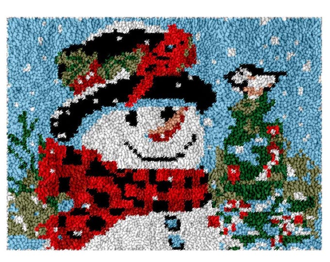 Rug Making Latch Hooking Pattern Only | Snowman with Birds (52 x 38 cm)
