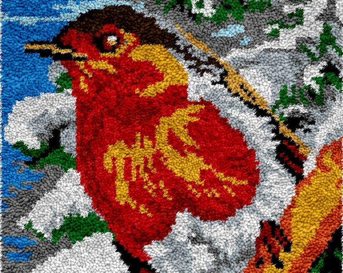 Rug Making Latch Hooking Kit | Winter Bird (52x38cm)
