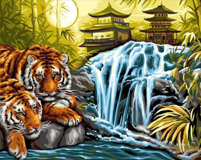 Diamond Painting Kit | Tiger Waterfalls