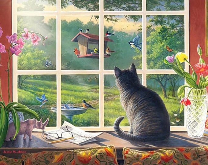 Diamond Painting Kit | Cat Watching Birds