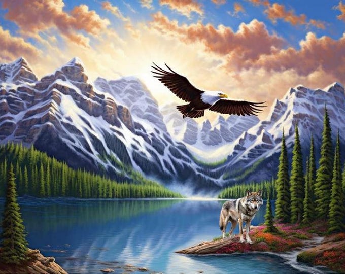 Cross Stitch Needlework Embroidery Kits | Mountain River (printed canvas)