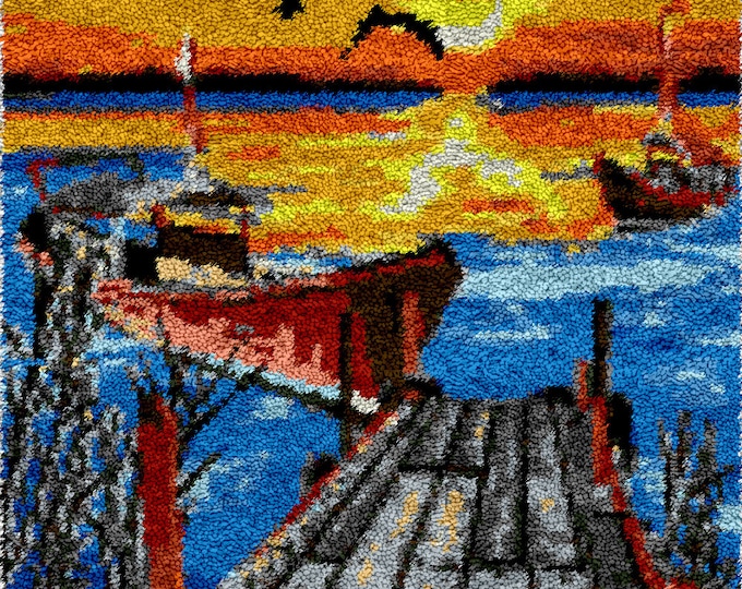 Rug Making Latch Hooking Kit | Dock Sunset (52 x 38 cm)