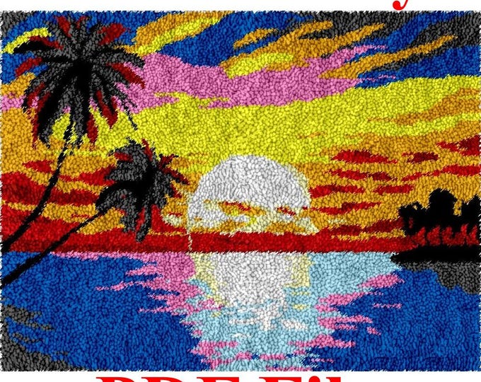 Rug Making Latch Hooking Pattern Only | Sunset (81 x 61 cm)
