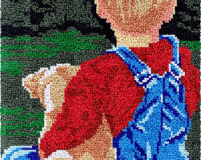 Rug Making Latch Hooking Kit | Boy With Puppy