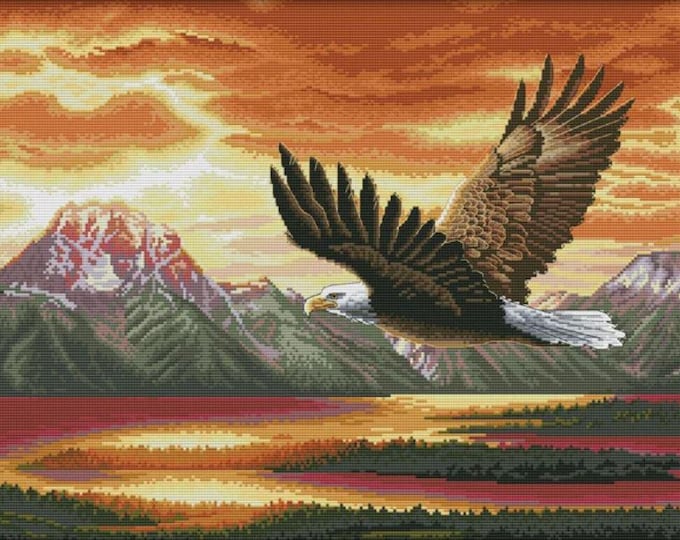 Cross Stitch Needlework Embroidery Kits | Flying Eagle (printed canvas)