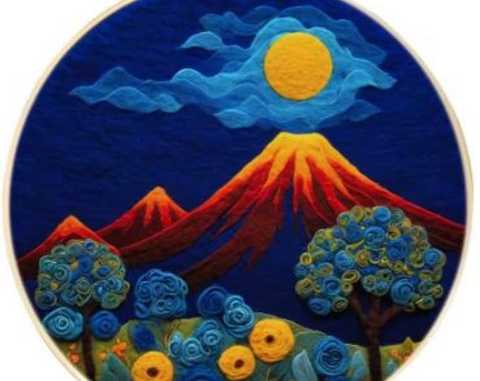 Needle Wool Felting Kit for Beginner | Mountain (20cm with Frame)