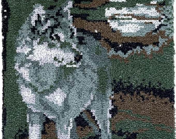 Rug Making Latch Hooking Kit | night wolf