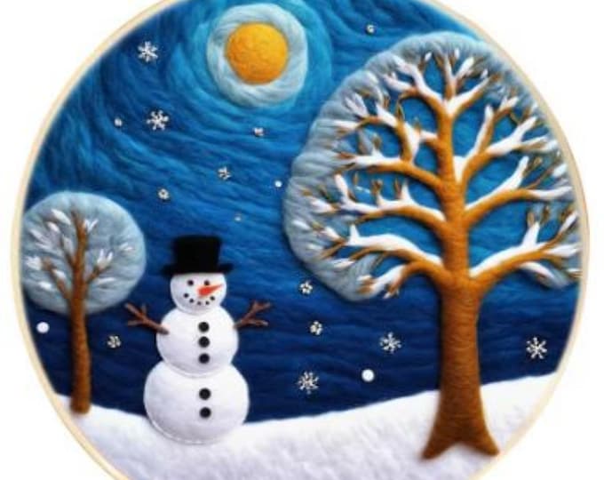 Needle Wool Felting Kit for Beginners | Snowman (20 cm with frame)