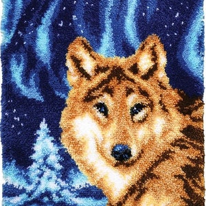 Rug Making Latch Hooking Kit | Wolf Aurora