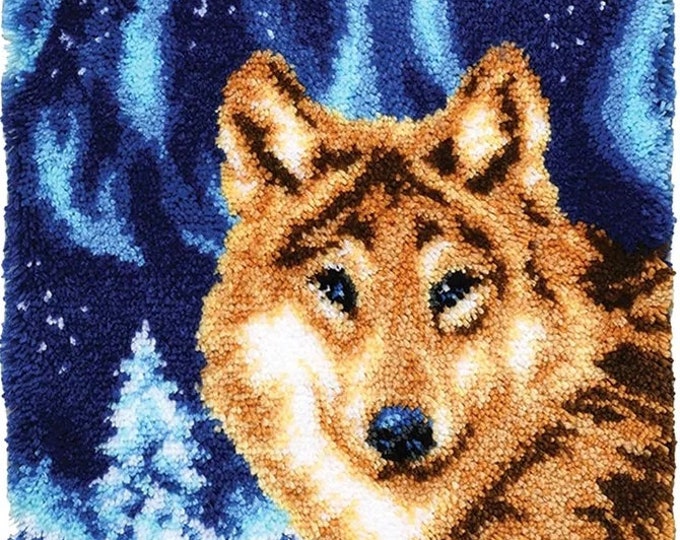 Rug Making Latch Hooking Kit | Wolf Aurora
